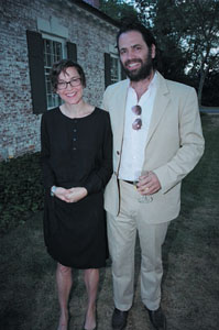 Artist Elizabeth Peyton with her art dealer, Gavin Brown