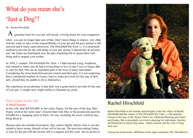 Rachael Hirschfeld, Pet Trusts