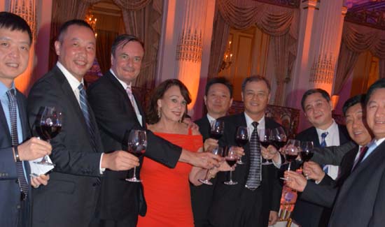 Andrea Spring and and Gerard Mc Keon toasting the success of the flight.  Photo by:  Rose Billings/Blacktiemagazine.com