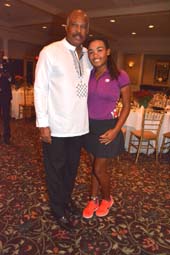 Vice Chancellor Sir Hilary Beckles and Kyra Cox (golfer) . Photo by: Rose Billings/Blacktiemagazine.com