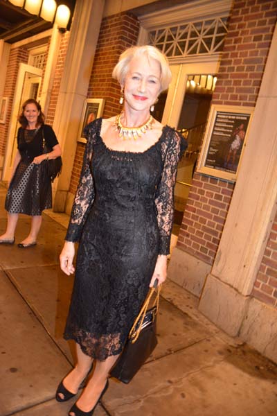 Helen Mirren, outstanding Actress in The Audience leaving Town Hall 2015 Drama Desk Awards. Photo by: Rose Billings/Blacktiemagazine.com