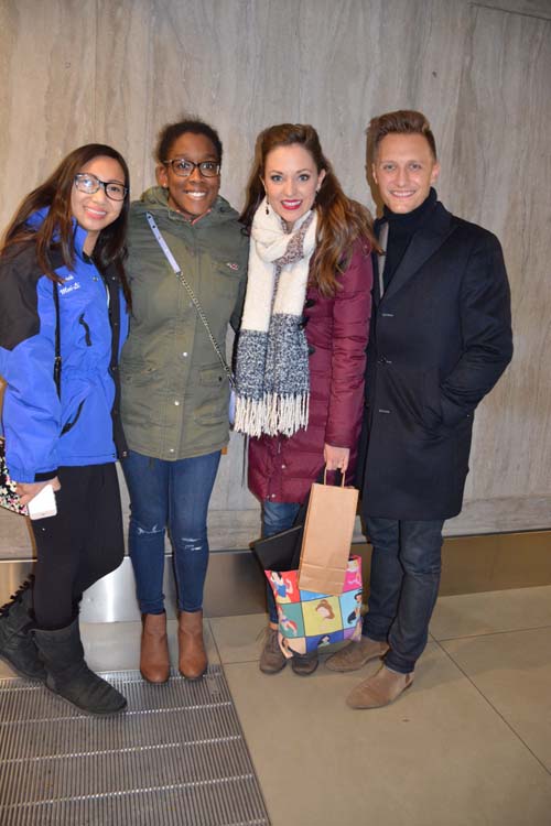 Laura Osnes surrounded by her fans and loving husband leaving Feinstein's 54 Below. Photo by: Rose Billings/Blacktiemagazine.com