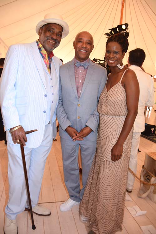 Danny Simmons and Russell Simmons (co-Founders of Rush Philanthropic Arts Foundation )with Executive Director Tangie Murray at Art For Life 20th Anniversary Roaring Twenties 2015. Photo by: Rose Billings/Blacktiemagazine.com