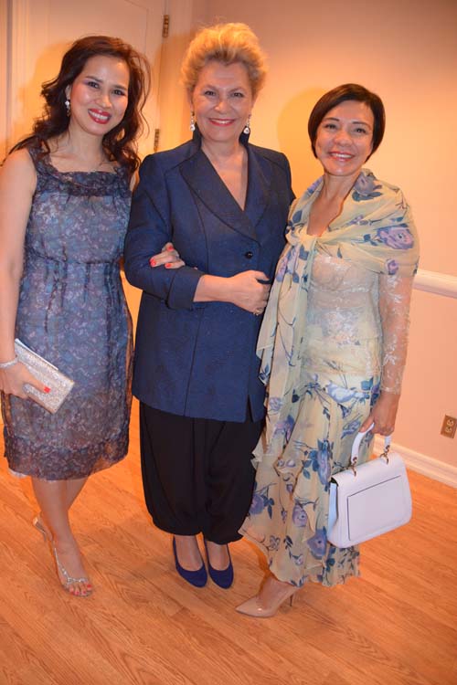 H.E. Katalin Bogyay with Vietnamese artist and pianist Chau-Giang T.Nguyen 'Coco' and chocolate artist MarieBelle Lieberman . Photo by: Rose Billings/Blacktiemagazine.com