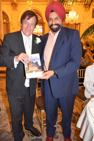 Ward Morehouse 111!and Sant Chatwal owner of The Plaza with Wards Book on The Plaza. Photo by: Rose Billings/Blacktiemagazine.com