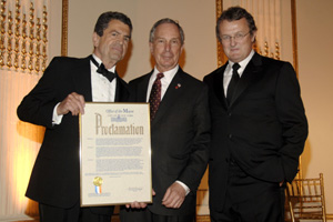 Phoenix House Founder Mitch Rosenthal, Mayor Michael R. Bloomberg, Phoenix House President and CEO Howard Meitiner.  Photo by: Nick Hunt/patrickmcmullan.com. 