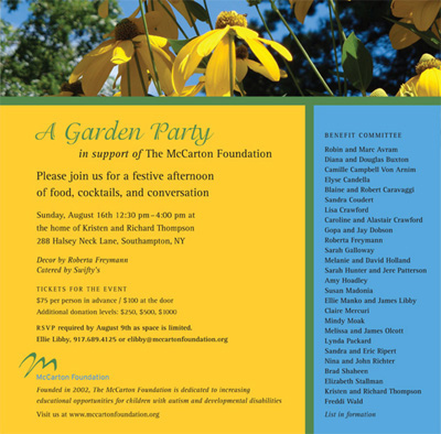 Southampton Garden Party, McCarton Foundation