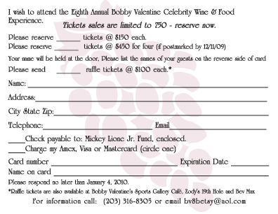 Eight Annual Bobby Valentine Celebrity Wine & Food Experience