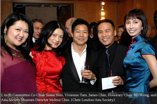 Committee Co-Chair Susan Shin, Vivienne Tam, James Chin, Honorary Chair BD Wong, and Asia Society Museum Director Melissa Chiu