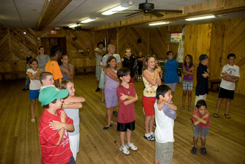 Camp Mark Seven campers play different ice-breaker activities to