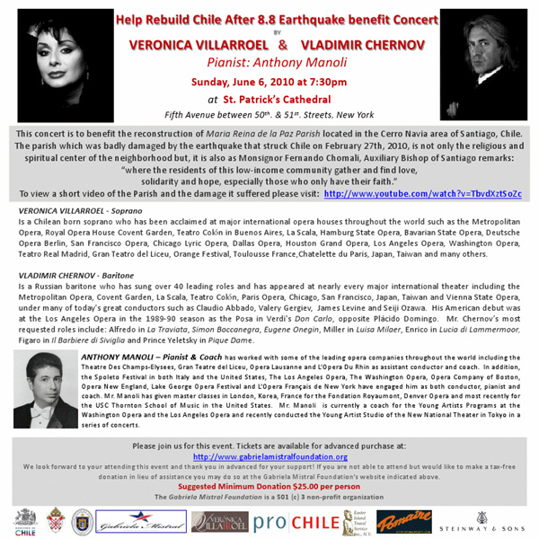 Help Rebuil Chile, Veronica Villarroel, Vlademir Chernov, celebrity, philanthropy