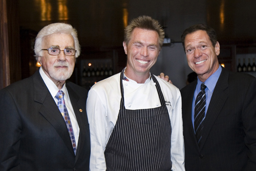 T.J. Martell Foundation Chairman and Founder Tony Martell, Belgian Master Chef Daniel Joly of Mirabelle Restaurant in Beaver Creek, Colorado, and legendary comedian and actor Joe Piscopo celebrate the First Annual Epicurean Dinner at