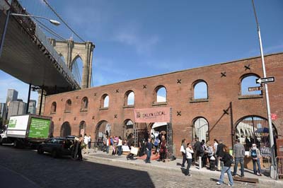 View of the Brooklyn Bridge over the City Harvests The Brooklyn Local on September 17, 2011 in New York City