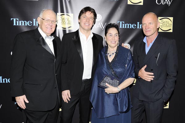 Perry Robins, MD, Joshua Bell, Dr. Marcia Robbins-Wilf, and Sting at the 2014 Skin Cancer Foundation Gala. Photo by: Patrick McMullan