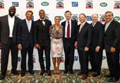 Muhammad Wilkerson, Joe Namath, Victor Cruz, Sheena Wright,William E. Mayer, William Flemming, Robert J. Kueppers and Joe Cabrera. Photo by: Martin Dixon