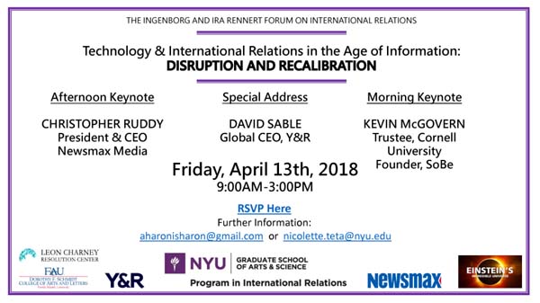 NYU Rennert Forum "Technology and International Relations: Disruption and Recalibration"