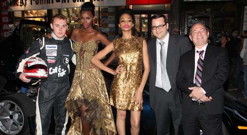 Indy Race Car Driver Luca, models  Stacy Anderson and Khadiijah Olton, Marc Segelnick Partner Central Securities