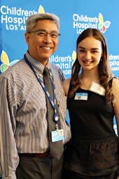Children's Hospital Los Angeles Interventional cardiologist Frank Ing, MD, and his patient, Eileen Garrido. Garrido, 15, had heart surgery at CHLA in June and says she is feeling stronger than ever