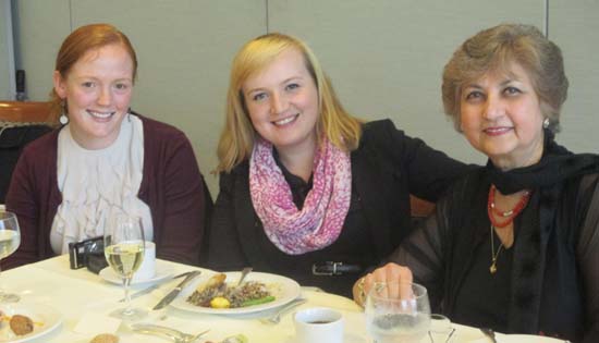 Nora Westcott and Laura Cienkowski, Programme Officers at the Global Partnerships Forum, and Mrs. Tas Dossal