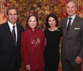 NYU Langone Medical Center held its annual Perlmutter Cancer Center Gala at The Plaza Hotel on October 22, 2014, to honor Laura and Isaac Perlmutter, long-time supporters of the Medical Center who made a gift of more than $50 million earlier this year to advance cancer research and treatment, and John Golfinos, MD, a dedicated specialist in brain cancer and neurosurgical procedures. Dr. Golfinos, Laura Perlmutter, Lori Fink, and Dr. Grossman are pictured. Photo credit: Jay Brady Photography