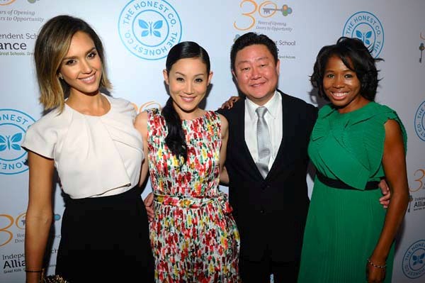 Jessica Alba, honorees Mira and Brian Lee, ISA Executive Director Keishia Gu.  Photo by:  Vince Bucci