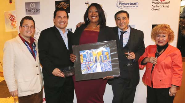 Artist Michael Indorato, Bill Lanndis, Mimi Colisse, Micole Dawson, Artist Fernando Silva and Gloria T. Cressler Host and Event Producer