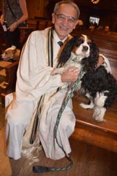 Central Synagogue Rabbi Emeritus Peter J Rubinstein and William Billings (pup) Receiving his Blessings. Photo by: Rose Billings/Blacktiemagazine.com