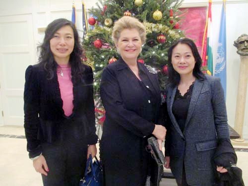 Diana Wu, H.E Katalin Bogay, Permanent Representative of Hungary to the United Nations, Donna Yang