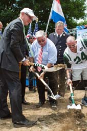 Mr. Johnson at the groundbreaking for the Stephen Siller Tunnel to Tower Foundation donation he made. Photo courtesy of the New York Jets