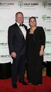 Brian and Paqui Kelly seen at the Kelly Cares Foundation's 5th Annual Irish Eyes Gala at the JW Marriot Essex House, on Monday, March 16, 2015 in New York. Established in 2008 by Notre Dame head football coach Kelly and his wife, the Kelly Cares Foundation has donated over $2 million to support causes locally, nationally and globally. (Photo by Stuart Ramson/Invision for Kelly Cares Foundation/AP Images)