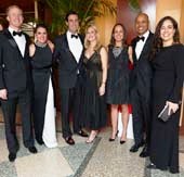 The Fresh Air Fund's Fall Benefit & Silent Auction, Le Bal Masque, was on Thursday, November 19, 2015 at Pier Sixty, Chelsea Piers. Dinner chairs Bryan Ramm, Megan Petrie Ramm, Mike Sodikoff, Isabelle Krusen, Tamie Peter Thomas, Rich Thomas are pictured with Executive Director of The Fresh Air Fund Fatima Shama. Photo by Jerry Speier