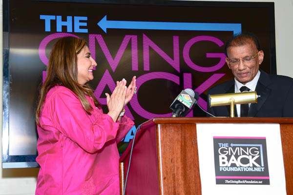 Meera Gandhi and H.R. Shah, Chairman and CEO of TV Asia. Photo credit: Patrick McMullan