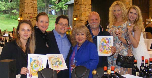 Silvia Utrio Lanfaloni Marketing Manager Collesole Cantine Winery, Kate Williams Export Manager Export Manager Collesole Cantine Winery, Artist Michael Indorato, Gloria T. Cressler International Editor Black Tie International Magazine and Italian Artist from Collesole Cantine Winery.