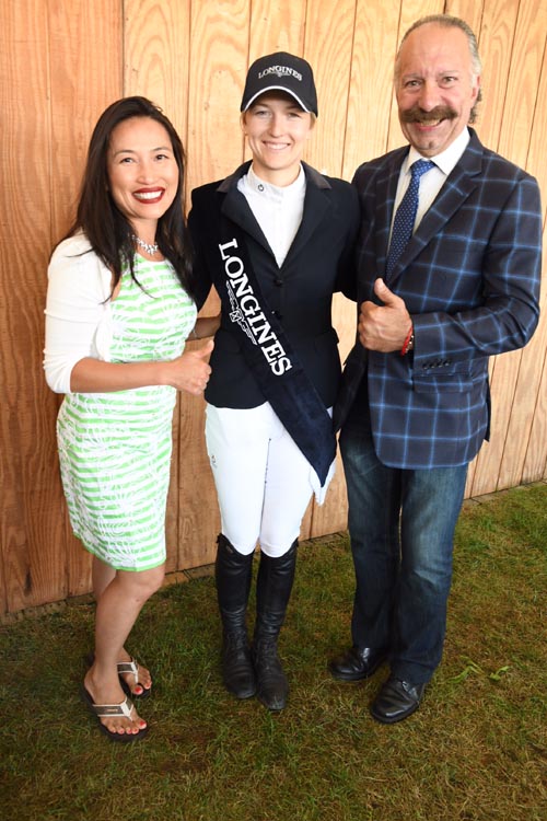 Kristen Duong, Lucy Davis 3rd Place Winner and The Judge. Photo by: Rose Billings/Blacktiemagazine.com