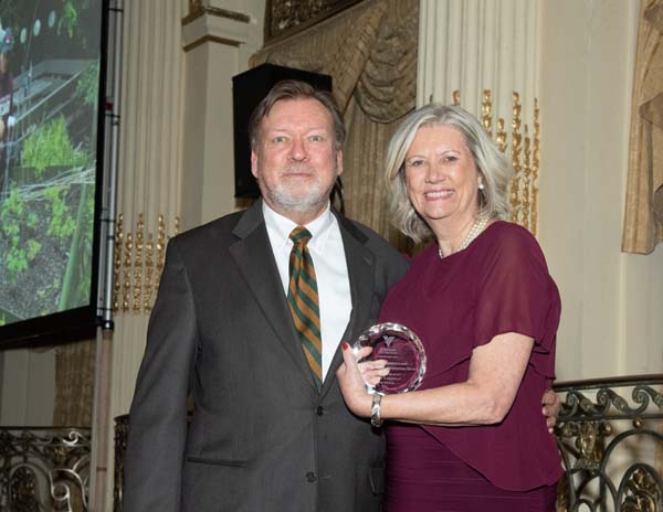 Magnus Magnusson, Principal at Magnusson Architecture and Planning, who accepted the Community Partners Recognition on behalf of Magnusson Architecture and Planning (MAP) at the event; Tere Pettitt, President and Chief Executive Officer, Volunteers of America-Greater New York. Photo by:  Ben Asen Photography