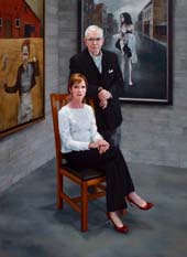 Katie O'Hagan, Portrait of the Collectors Steven Alan Bennett and Dr. Elaine Melotti Schmidt, oil on canvas, 78"x58" 2016
