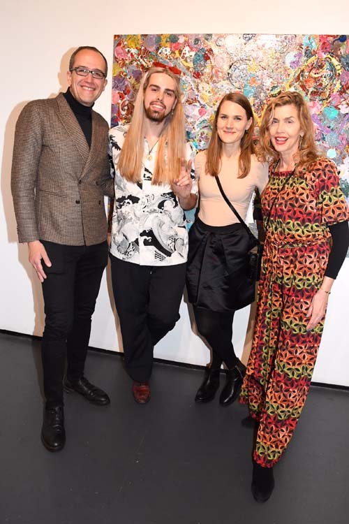 Consul General of Mexico  Mr. Carlos Gerardo Izzo Rivera  and Mrs. Tea Izzo with Evan Sebastian Lagache (Artist) and Debbie Dickinson (Curator).  Photo by:  Rose Billings/Blacktiemagazine.com