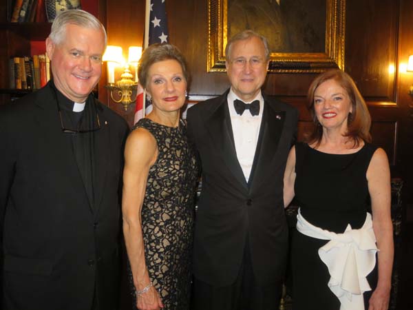Rev. Gerald E. Murray, J.C.D., Hon. Loretta A. Preska, Hon. Edward F. Cox, Robin Weaver, President. Photo by: Joyce Brooks/Blacktiemagazine.com