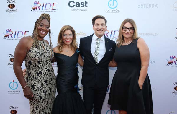 Dr. Stephany Powell, Robyn Shreiber, Italo Elgueta, and Kay Buck seen at the RIDE Foundation Dance for Freedom Gala at The Broad Stage on Saturday, Sept. 29, 2018, in Santa Monica, Calif. (Photo by Blair Raughley/Invision for The RIDE Foundation/AP Images)