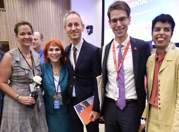 Hayfa Matar, Deputy Permanent Representative of the Kingdom of Bahrain to the United Nations; Pierre-David Jean, Diplomat, Permanent Mission of Canada to the United Nations; H.E. Ambassador Jeroen Cooreman, Deputy Permanent Representative, Mission of Belgium