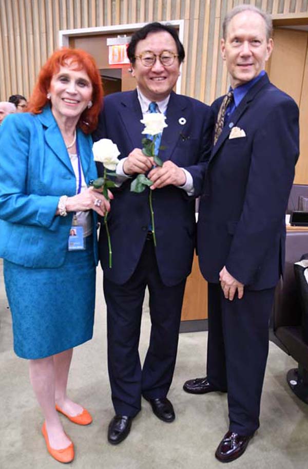 Dr. Judy Kuriansky, H.E. Ambassador Dr. Toshiya Hoshino, Deputy Permanent Representative of the Mission of Japan
