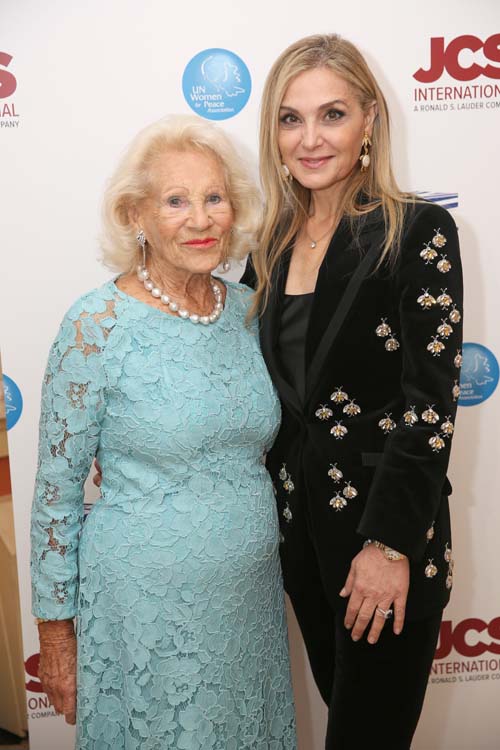 NEW YORK, NY - SEPTEMBER 13: President of JCS International Michal Grayevsky (R) and Sylvia Atkins attend as Ambassador Ronald S. Lauder Receives The Shimon Peres Peace & Innovation Award on September 13, 2018 in New York City.  Photo by:   Noa Grayevsky/Getty Images for JCS International
