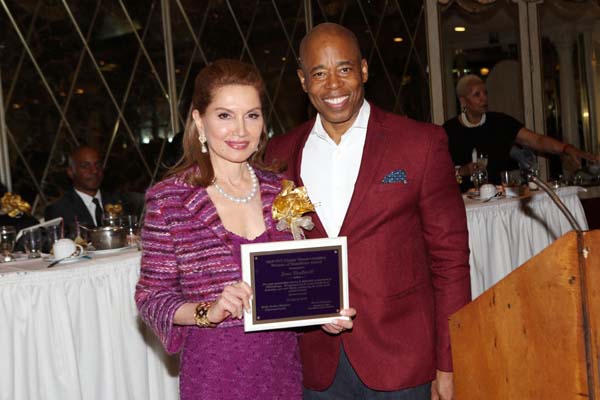 Philanthropist & Honoree, Jean Shafiroff with  Eric Adams.  Photo by:  Krista Kennell/©Patrick McMullan