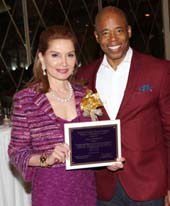Philanthropist & Honoree, Jean Shafiroff with Eric Adams. Photo by: Krista Kennell/©Patrick McMullan