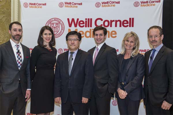 Dr. Christopher Barbieri, Dr. Sarah Rutherford, Dean Augustine M.K. Choi,Weill Cornell Student Overseer Andrew Griswold, Dr. Silvia Formenti, Dr. Lewis Cantley.  Photo by:  Studio Brooke