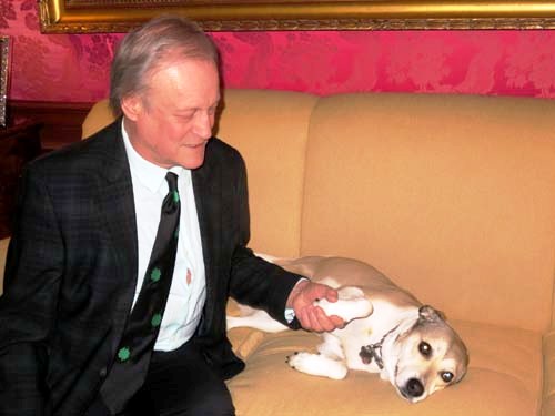 Patrick McMullan and Rosie. Phoot by: Rose Billings/Blacktiemaagzine.com