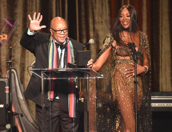 Quincy Jones and Naomi Campbell. Photos by: Michael Simon/startraksphoto.com
