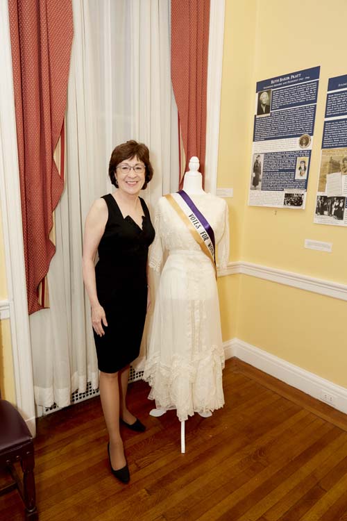 Sen. Collins with suffragette model. Photos by: Daphne Youree