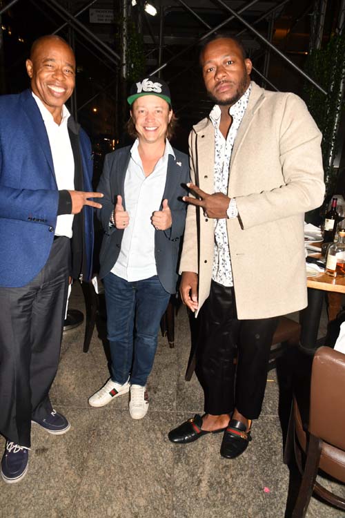 Eric Adams( Brooklyn Borough President) and Brock Pierce and William Benson. Photo by: Tose Billings/Blacktiemagazine.com