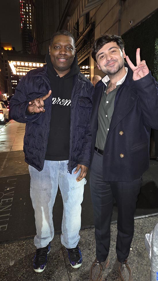 Michael Che and John Higgins. photo by: rose billings black tie international magazine